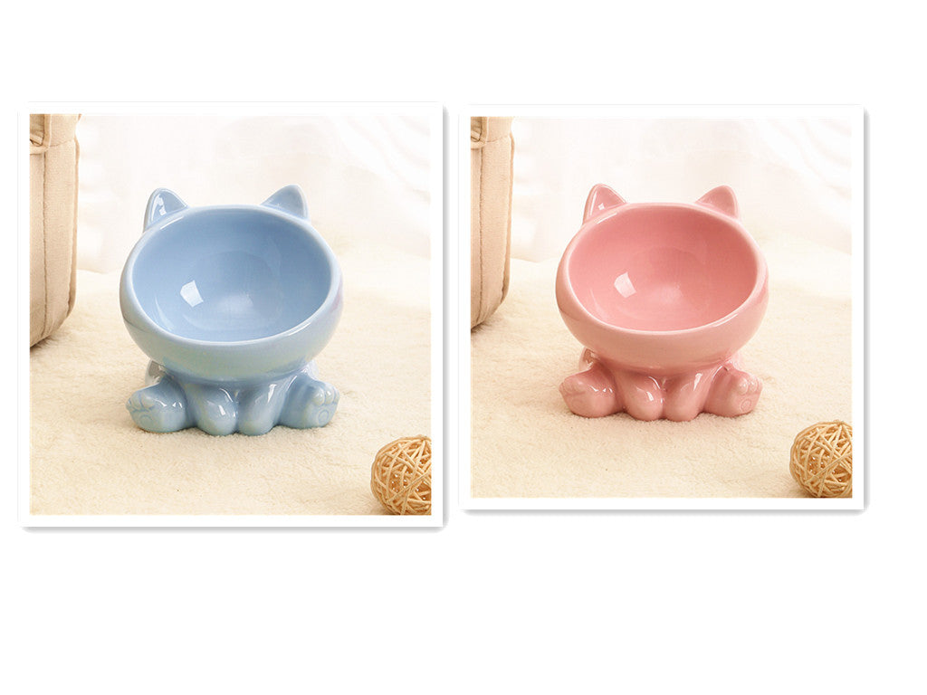 USA Local Ceramic Cat Bowl Cat Bowl Cat Food Bowl Neck Guard Oblique Mouth Dog Bowl Pet Bowl