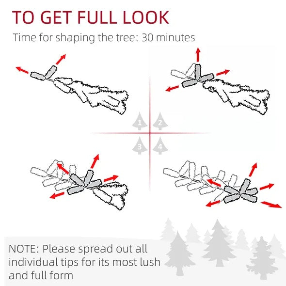 US Local HOMCOM 6 Foot Artificial Christmas Tree, Pine Hinged Xmas Tree With 795 Realistic Branches, Steel Base, Auto Open, Green