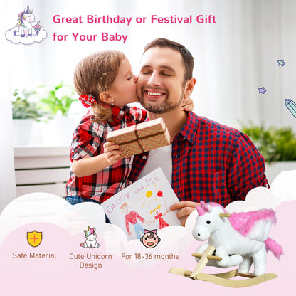 US Local Unicorn Baby Rocking Horse Toy for Kids with Lullaby Song
