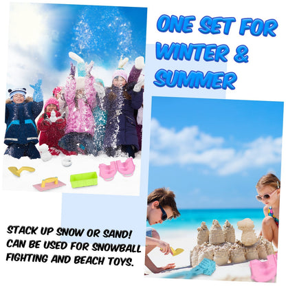US Local Set Of 15Pcs Winter Snowball Tool Kit Kids Snow Molds Outdoor Snow Beach Toys For Kids Toddlers Adults Snowman Snowflake Duck Dinosaur