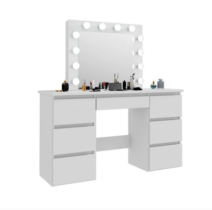 US Local Large White Vanity Tables With Mirror And Light
