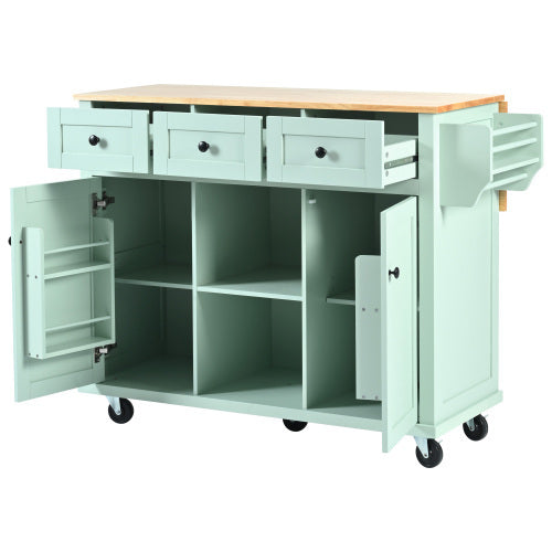 US Local Kitchen Trolley With Rubberwood Folding Leaf Countertops