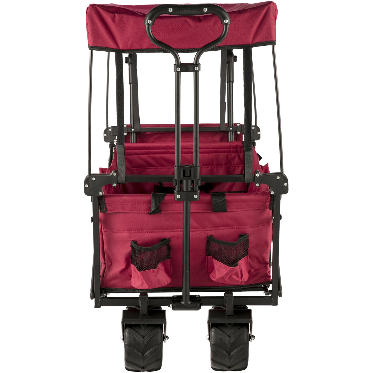 US Local VEVOR Extra Large Collapsible Garden Cart With Removable Canopy, Folding Wagon Utility Carts With Wheels And Rear Storage, Wagon Cart For Garden, Camping, Grocery Cart, Shopping Cart, Red