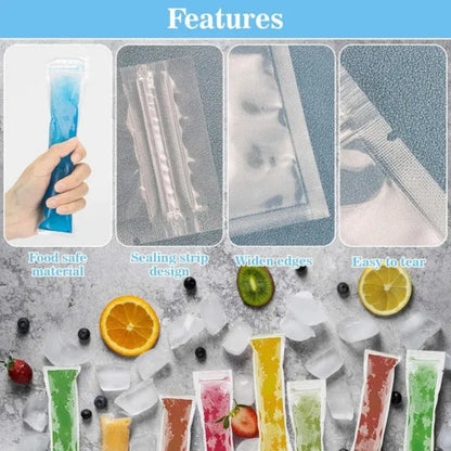 US Local 320 Pcs Disposable Beverage Packaging Bag Ice Popsicle Mold Bags With 2 Pcs Orange Funnels DIY Ice Lolly Bags BPA Free Freezer Tubes With Zip Seals For Summer Halloween Birthday Party