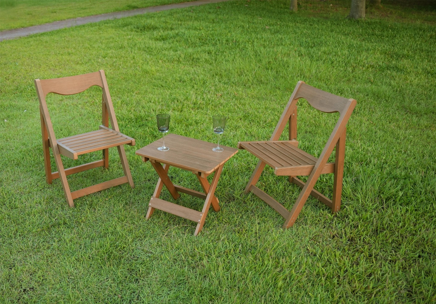 US Local HIPS Outdoor Bistro Set  Foldable Table & 2 Chairs, Rectangular Shape