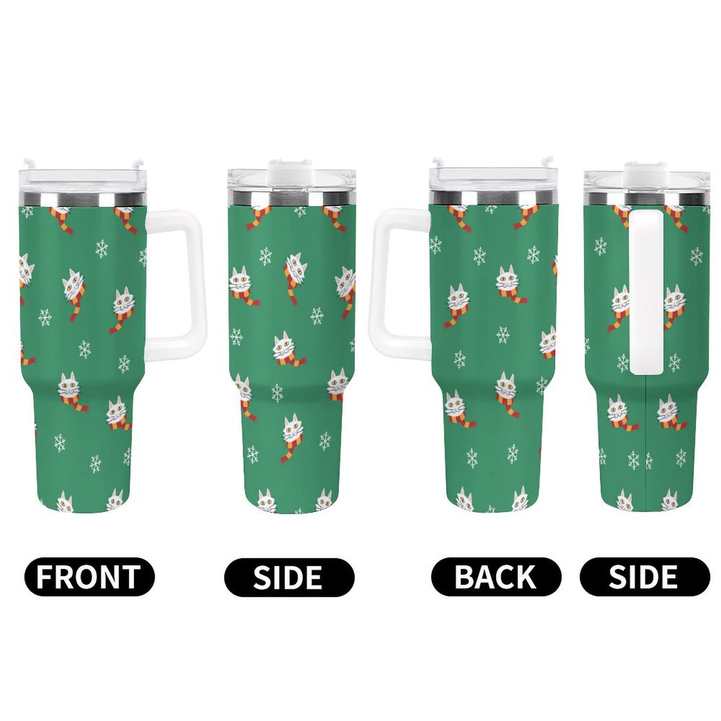 PHDT00091 POD US Local Tumbler 40 oz Large Capacity Car Cup Christmas Cat Scarf Snowflake
