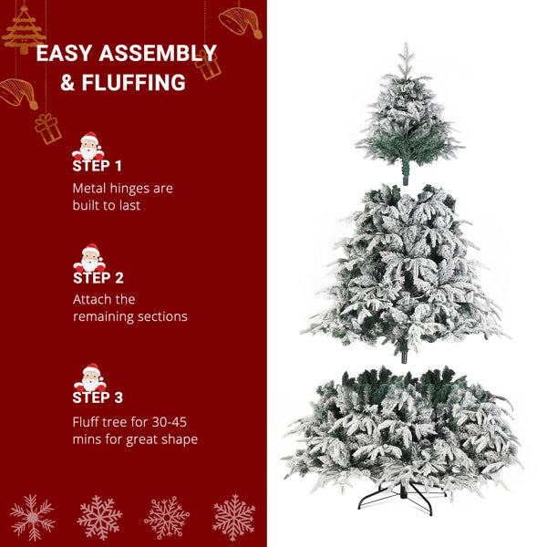 US Local 7ft Green Plush, 450 Lights, Warm Color 8 Mode, 1687 Branches, Automatic Tree Structure, Single-sided PE, PVC Material Christmas Tree