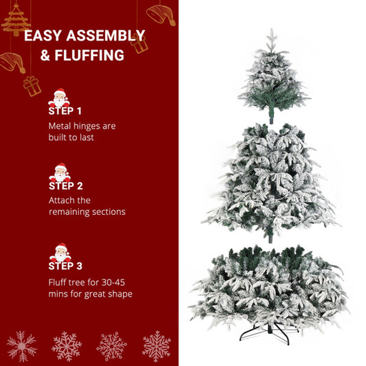 US Local 7ft Green Plush, 450 Lights, Warm Color 8 Mode, 1687 Branches, Automatic Tree Structure, Single-sided PE, PVC Material Christmas Tree