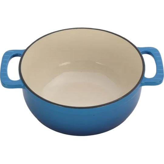 US Local Cast Iron 6QT Cooking Pot - Gradient Blue - Includes Two Silicone Gloves - Enamel Pot