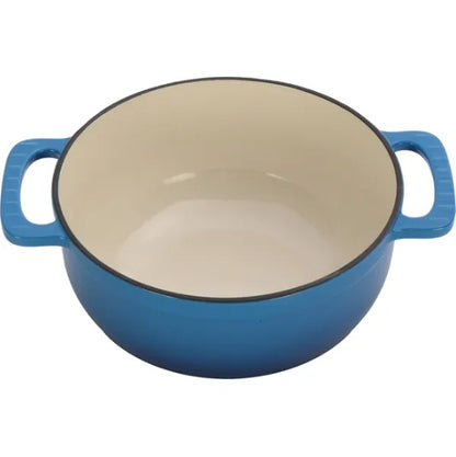 US Local Cast Iron 6QT Cooking Pot - Gradient Blue - Includes Two Silicone Gloves - Enamel Pot
