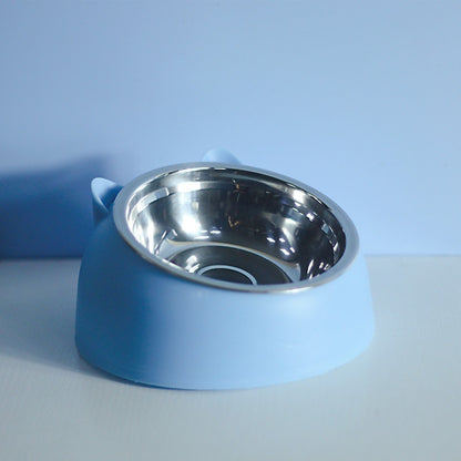 US Local Stainless Steel Dog Bowl Double Bowl Cervical Protection Oblique Mouth Hot Pet Food Basin Supplies