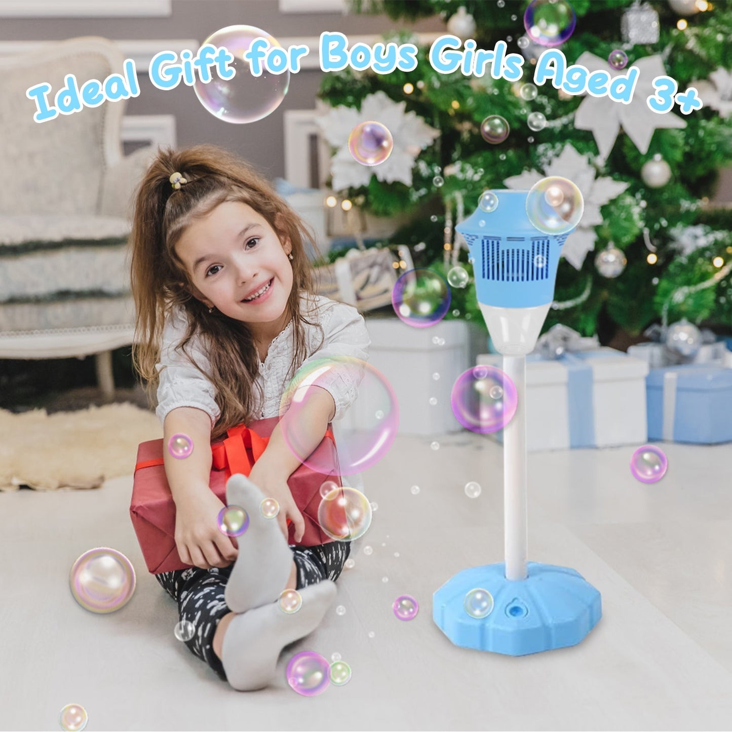 US Local 2 Pack 3 In 1 Standing Bubble Machines With Colorful Lights And Music Rechargeable Bubble Maker Stands With 2 Modes 3 Adjustable Height For Party Wedding Indoor Outdoor Occasions Pets Kids