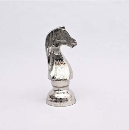 US Local Decorative Hammered Nickel Finish Chess Horse Sculpture