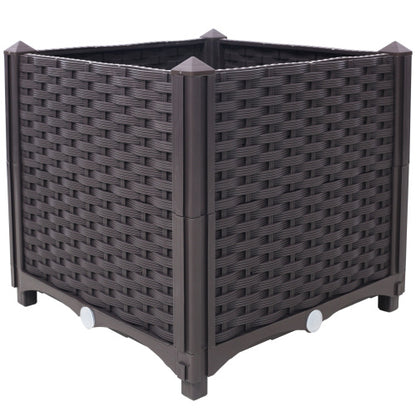 US Local Deep Raised Garden Bed Plastic Planter Boxes For Vegetables Flowers Herbs And Succulents,Self-Watering Planter Box Raised Bed To Grow Flowers, Herbs & Vegetables, 15.7 L X 15.7 D X 14.7 H