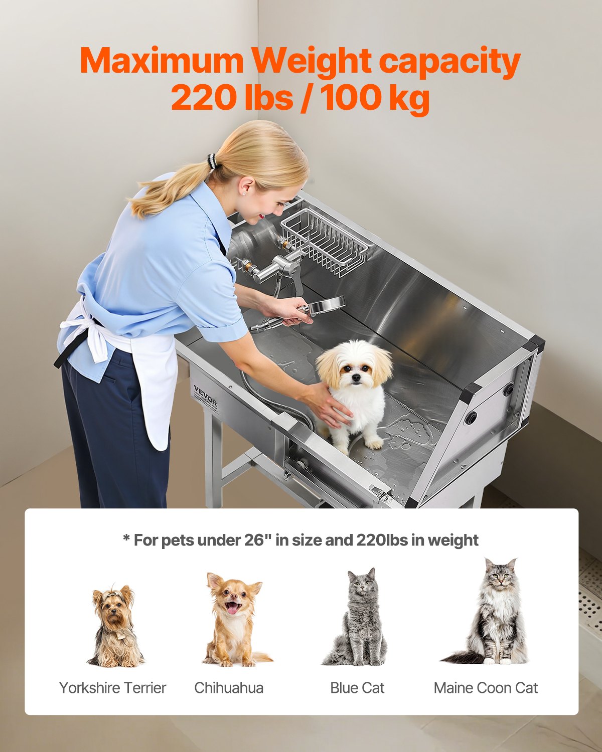 US Local 34 Dog Grooming Bath Tub Stainless Steel W Stairs Faucet Showerhead