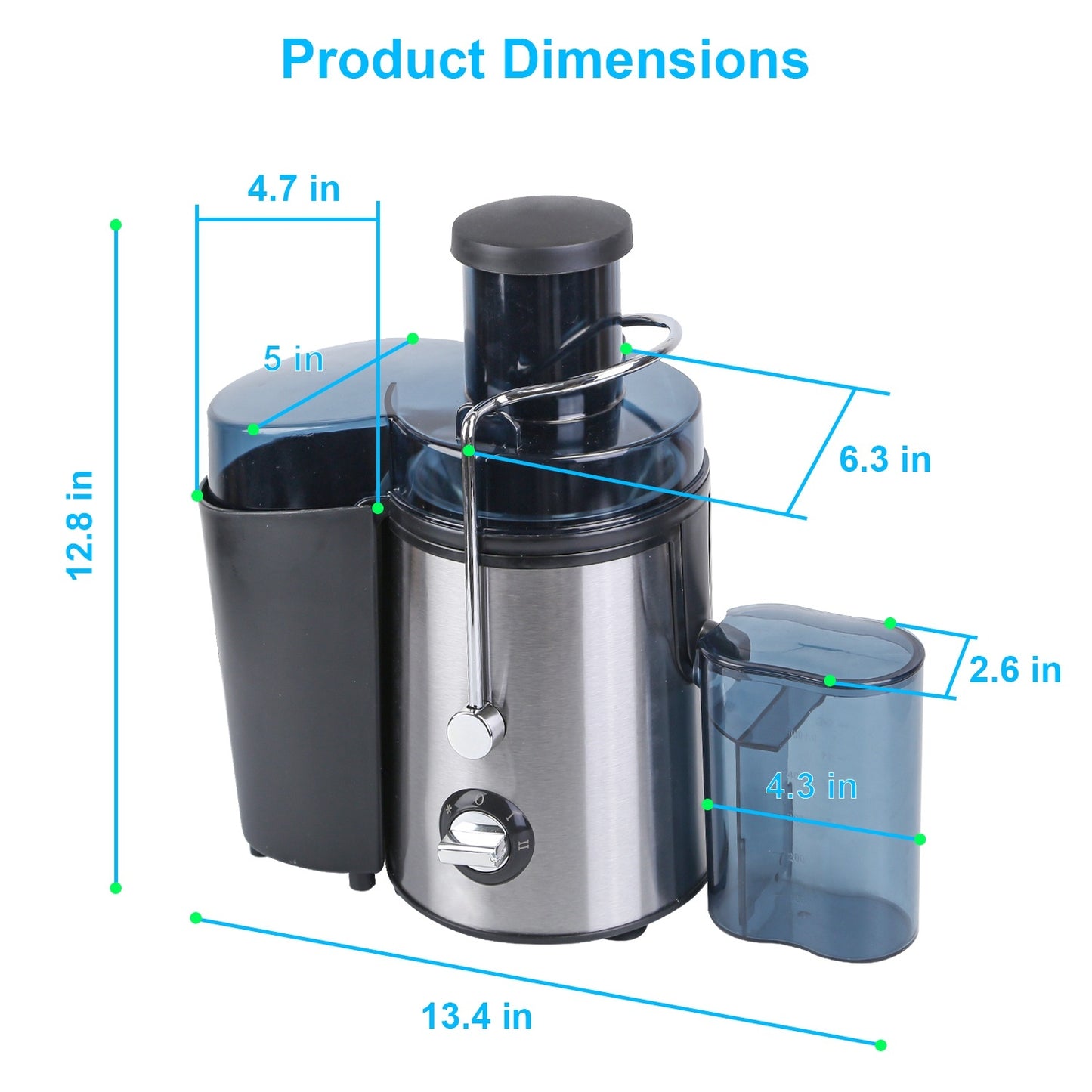 US Local 1Pc Centrifugal Juicer Juice Extractor With 2 Speeds 2.6in Wide Feed Chute 17Oz Juicer Cup 54Oz Pulp Collector Electric Juicer For Fruits Vegetables