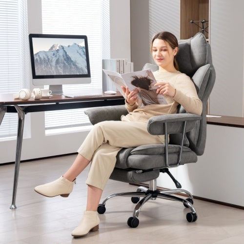 UK Local HOMCOM Leathaire Reclining Office Chair With Lumbar Support Pillow