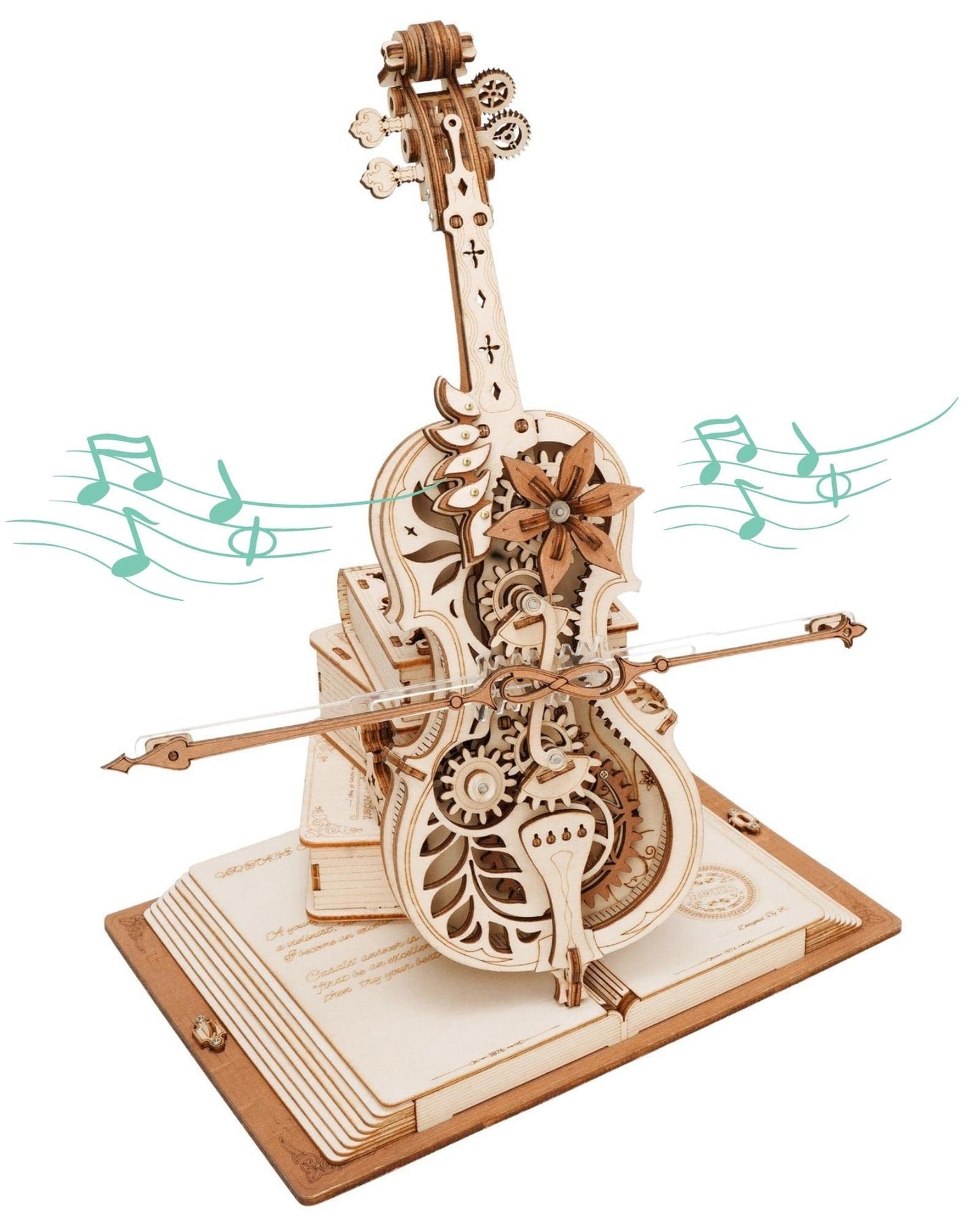 US Local Robotime ROKR Magic Cello Mechanical Music Box Moveable Stem Funny Creative Toys For Child Girls 3D Wooden Puzzle AMK63