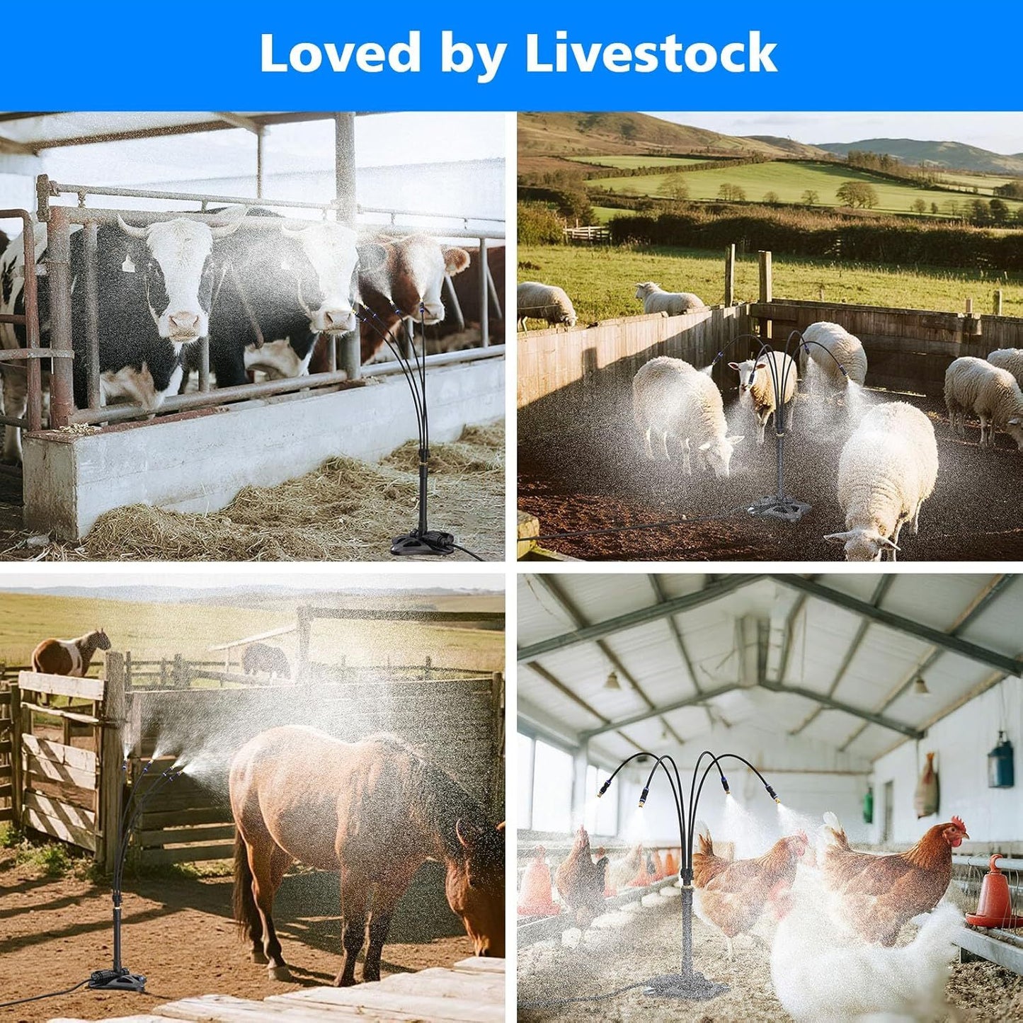 UK Local Outdoor Misting Cooling System Standing Patio Misting System, 8M Portable Mister System For Outdoor Garden BBQ Party Tanning Pool Beach Cooling Water Playing