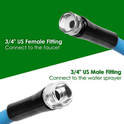 US Local 25FT-50FT Options -- 1Pc Non-Expanding Flexible Garden Hose Heavy Duty PVC Water Hose Leak-Resistant Kink-Free All-weather Burst 500PSI