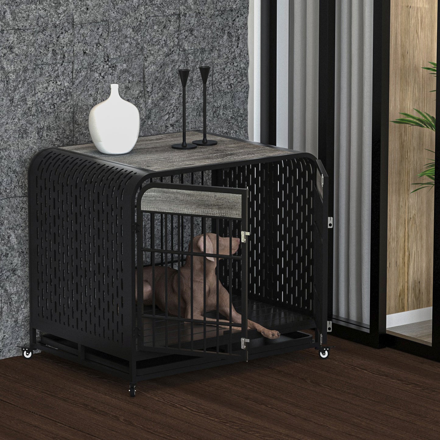 US Local Heavy Duty Dog Crate Furniture Wooden Table 42inch Grey