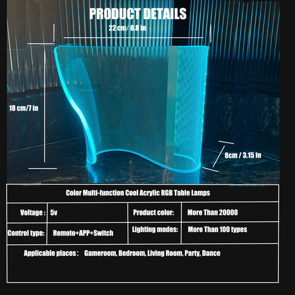 US Local Modern Curved RGB Table Lamp For Bedrooms & Desks - Futuristic Mood Lighting For Game Rooms