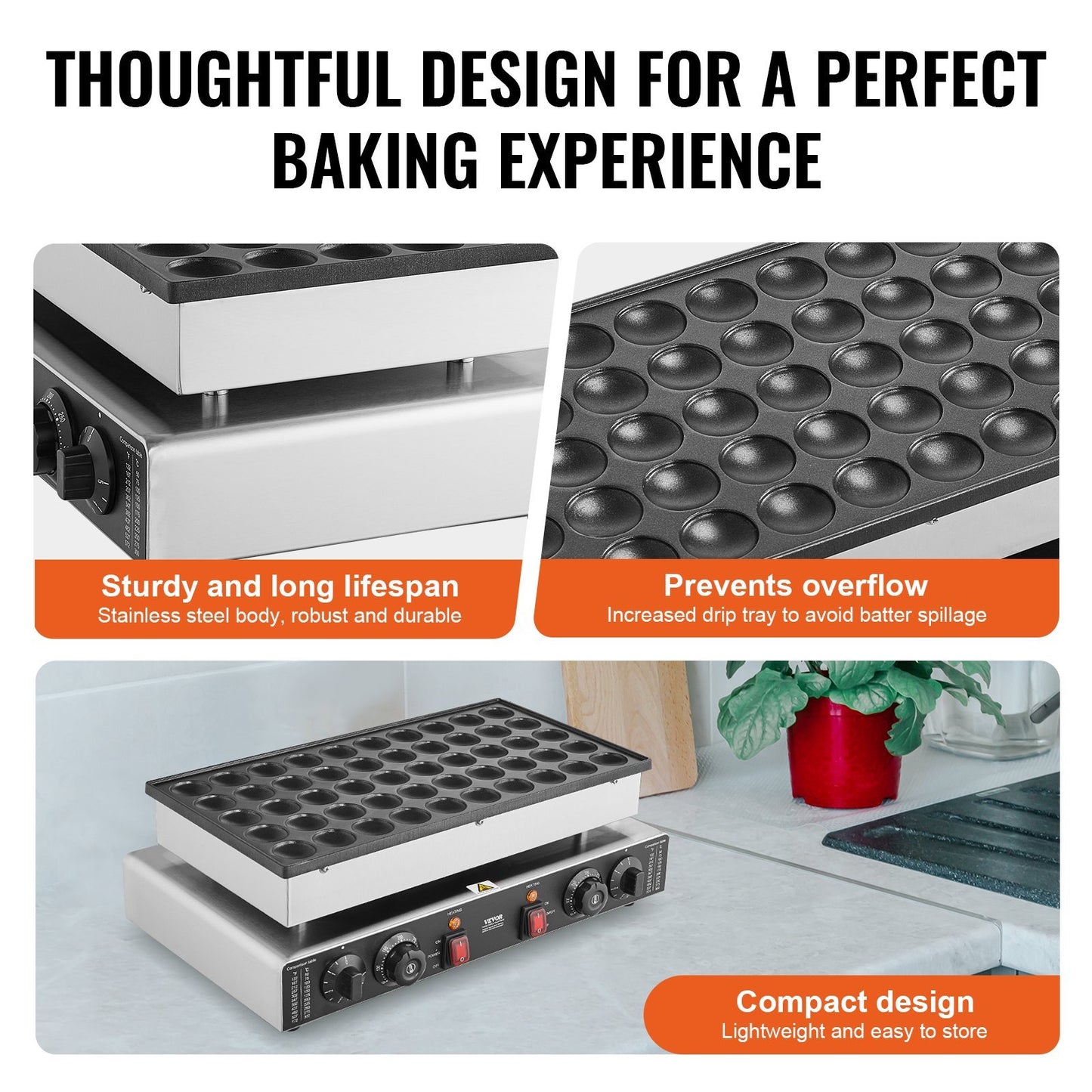 US Local 50PCS 43mm Mini Dutch Pancake Maker Commercial Dorayaki Baker 1700W