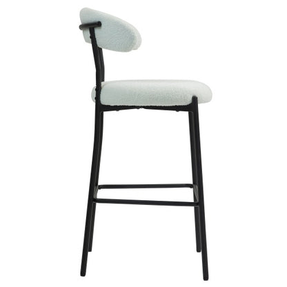 US Local 26 Counter Height Bar Stools Teddy Fabric Cover Kitchen Island Counter Bar Stool With Black Powder Coating Base And Footrest