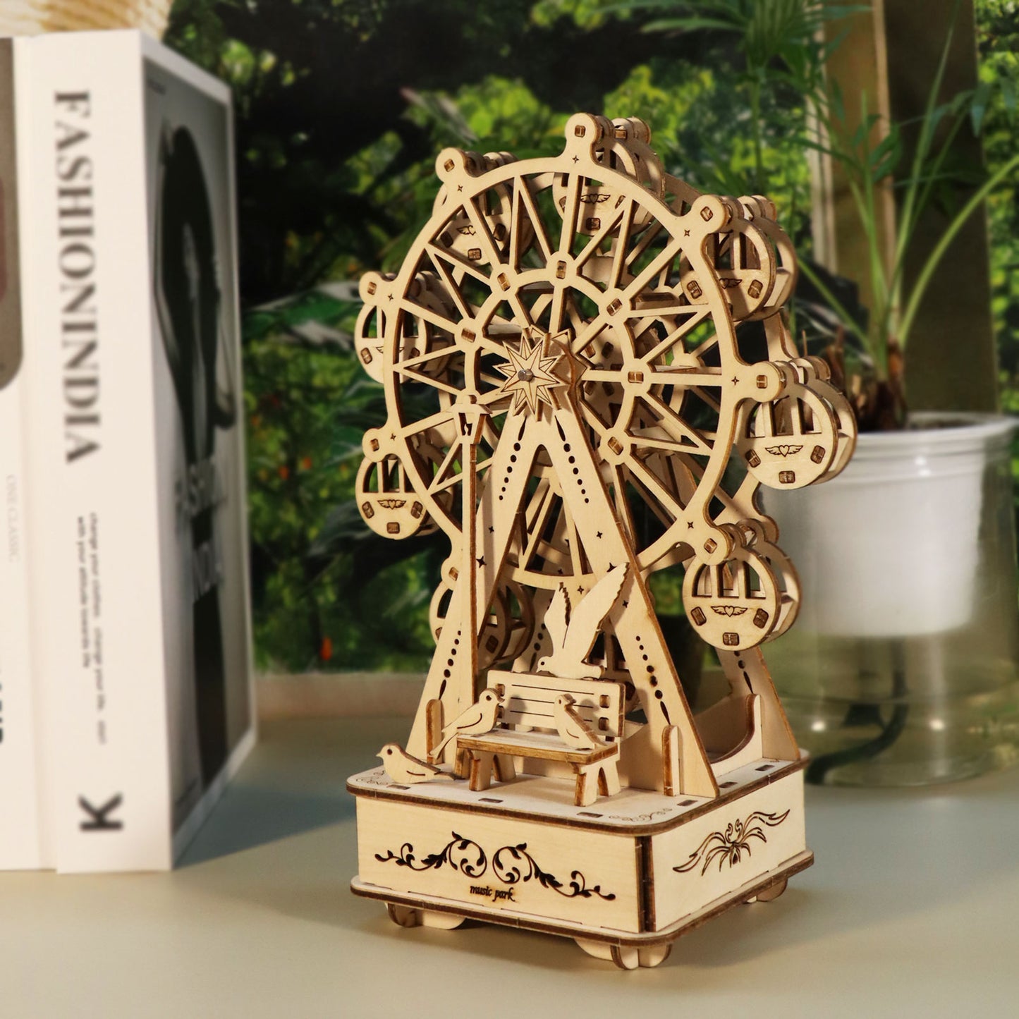 US Local MUSIC PARK 3D Wooden Puzzles Music Box Ferris Wheel DIY Crafts Handmade Model Kits For Women Birthday Gifts