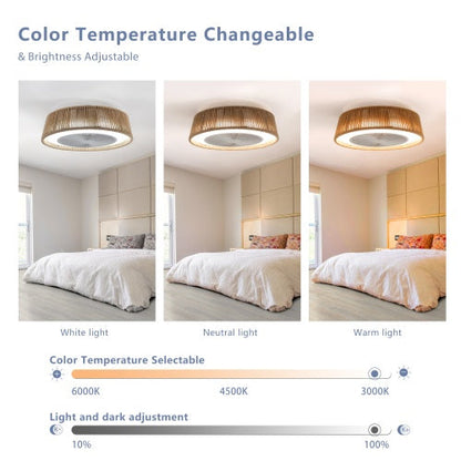 US Local Bohemian Style LED Dimmable Ceiling Light With Built-in Fan - Remote Control