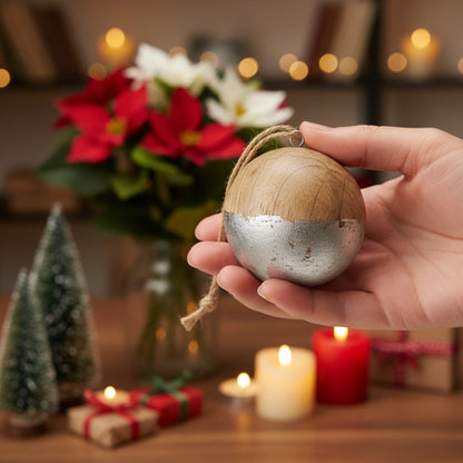 US Local 4 PCS Set Christmas Hanging Ball Ornaments Wooden Tree Decorations Festive Holiday Party Decor Xmas Tree Accessories FBA Shipment