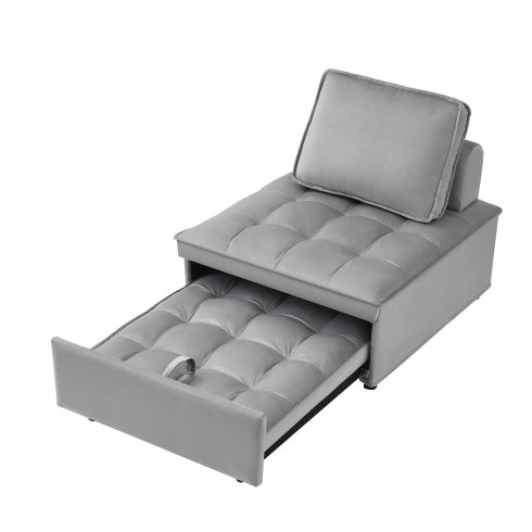 US Local Convertible Sleeping Sofa Bed, Modern Velvet Fabric Single Seater Sofa, Sleeping Sofabed With 1 Back Pillow And Removable Back, Single Comfortable Recliner Sofabed For Office, Living Room Apartment