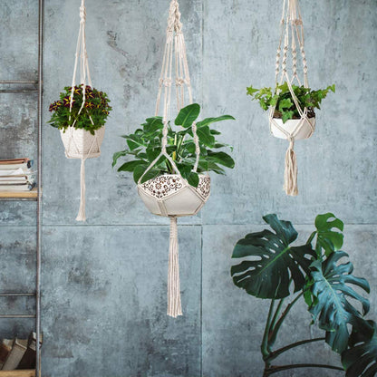 US Local 2Pcs Plant Hanger Flowerpot Net Bag 40in Cotton Rope Plant Hangers 4Legs Plant Hanger Fit For Round Or Square Plant Pot