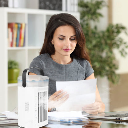 US Local 4 In 1 Portable Air Conditioner Fan Evaporative Air Cooler Water Mist Cooling Fan For Desktop 3 Speeds Nightlight
