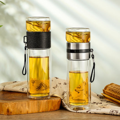 Borosilicate Tea Water Separation Glass Anti-scald Transparent Portable