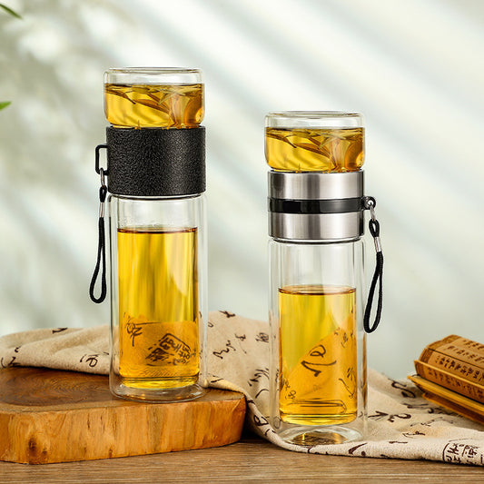 Borosilicate Tea Water Separation Glass Anti-scald Transparent Portable