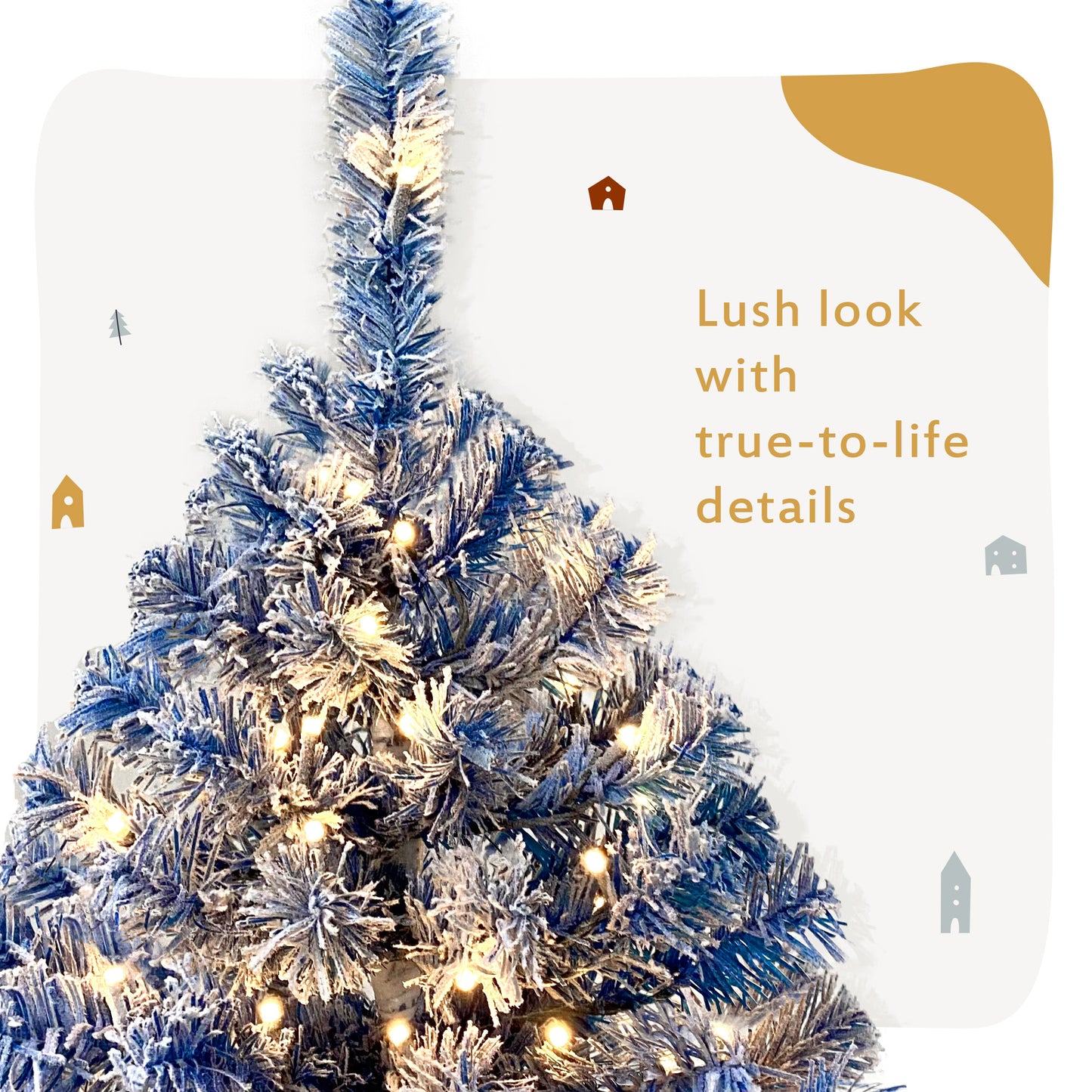 US Local 6 Foot Hinged Artificial Fir Christmas Tree With Pre-installed Lights And Snow Covered Artificial Holiday Christmas Tree
