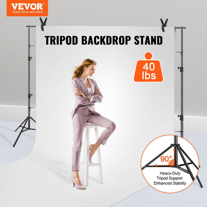 US Local VEVOR 11.48 X 9.58 Ft Heavy Duty Backdrop Stand, Height Adjustable Photography Backdrop Stand, Background Support System With 6 Clamps And A Carry Bag, For Party, Wedding, Display, Photo
