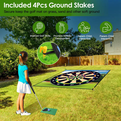 US Local Golf Chipping Dart Game Mat Set With 20 Sticky Balls Ground Stakes Hanging Hooks Carrying Bag Indoor Outdoor Golf Hitting Training Game Mat For Kids Beginners