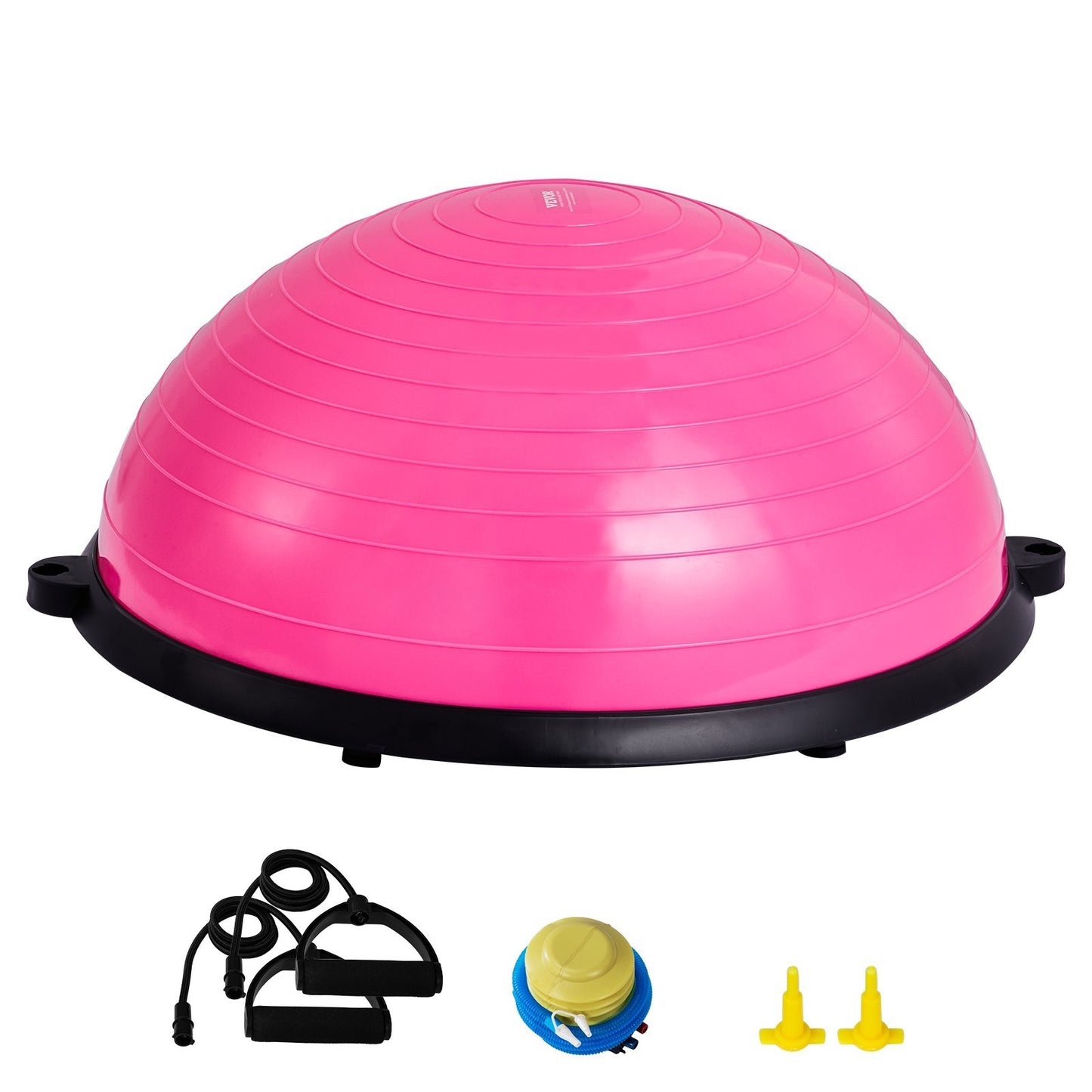 US Local VEVOR Half Exercise Ball Trainer, 23 Inch Balance Ball Trainer, 660lbs Capacity Stability Ball, Yoga Ball With Resistance Bands & Foot Pump, Strength Fitness Ball For Home Gym, Full Body Workout,