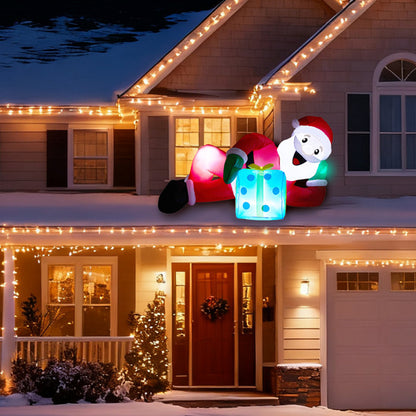 US Local 7FT Lighted Christmas Inflatable Decoration, Inflatable Santa Lying On Floor, Funny Blow Up Yard Decorations With Built-in LED Lights For Holiday Party Front Yard Lawn Garden Decor