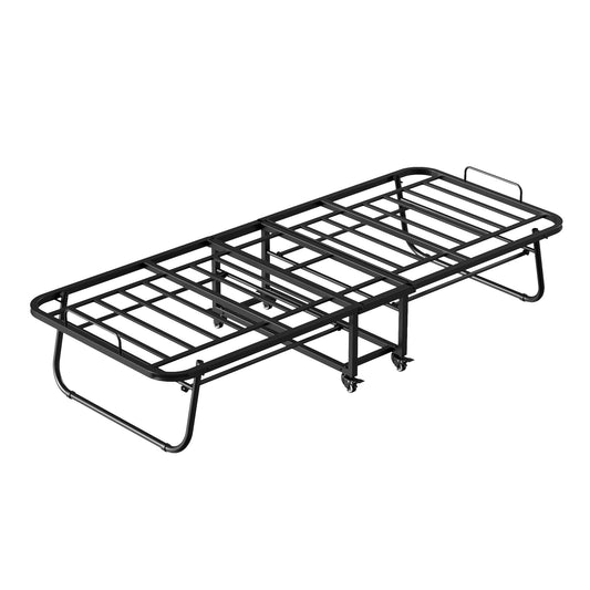 US Local Folding Bed With Mattress Foam Mattress All Steel Pipe Frame