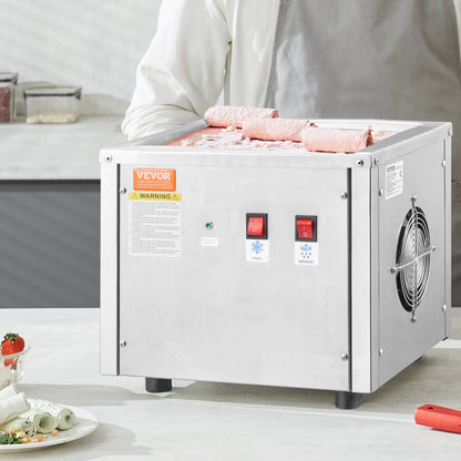 US Local Fried Ice Cream Roll Machine, 11" X 9.5" Stir-Fried Ice Cream Pan, Stainless Steel Rolled Ice Cream Maker With Compressor And 2 Scrapers, For Making Ice Cream, Frozen Yogurt, Ice Cream Rolls