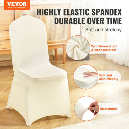 US Local VEVOR Stretch Spandex Folding Chair Covers, Universal Fitted Chair Cover, Removable Washable Protective Slipcovers, For Wedding, Holiday, Banquet, Party, Celebration, Dining