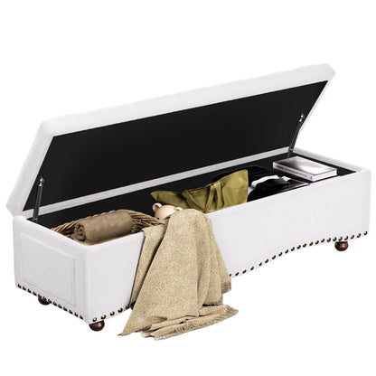 US Local Linen Upholstered Storage Bench