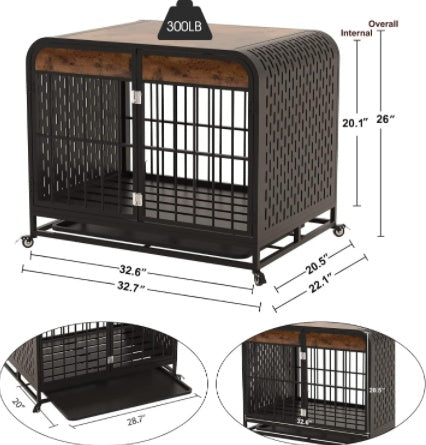 US Local Heavy Duty Dog Crate Furniture Wooden Table 33inch Brown