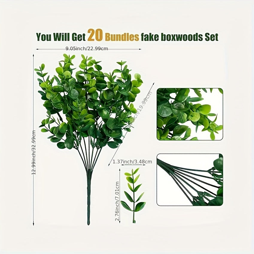US Local Set Of 20 UV-resistant Bionic Eucalyptus, Suitable For Indoor And Outdoor Decoration-perfect For Weddings, Homes, Gardens, And Offices