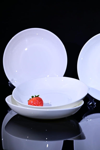 US Local Lily Bone China Dinnerware Set, 4 Pieces, 8-inch Pasta White, Salad, Fruit Plate