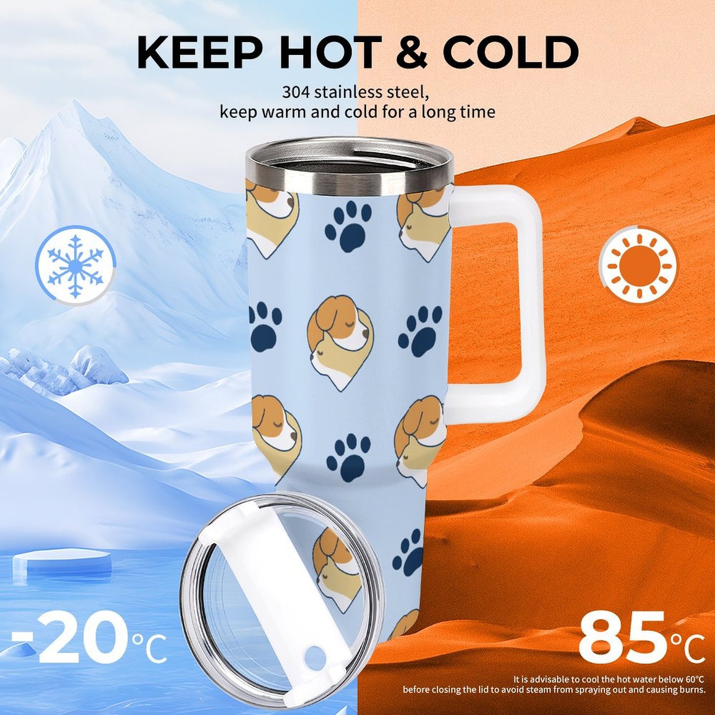 PHDT00357 POD US Local Tumbler 40 oz Large Capacity Car Cup Dog Cat Love Pet Paw