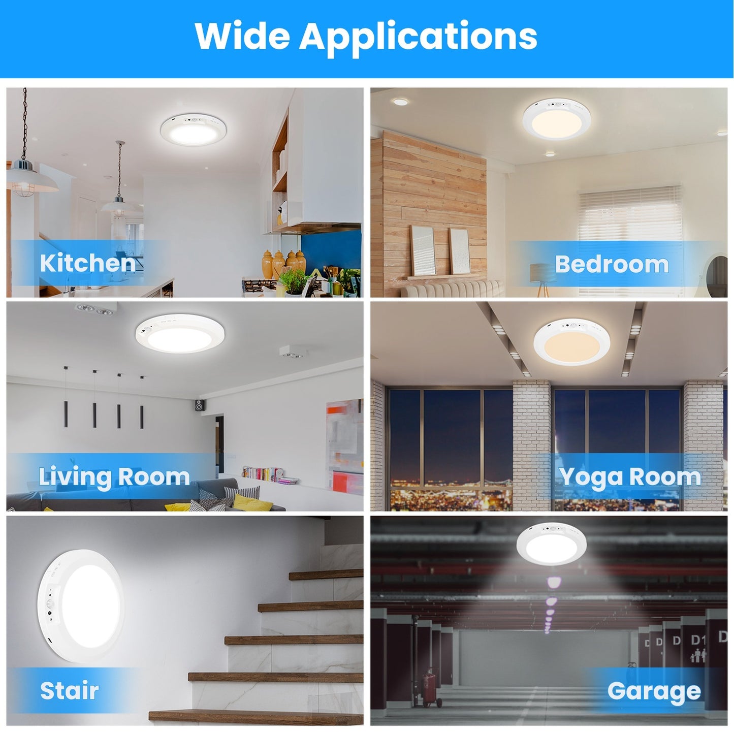 US Local 1Pack Magnetic Flush Ceiling Light Rechargeable Motion Sensor Ceiling Light Wireless Ceiling Light With Timer Remote Stepless Dimmable For Closet Stairs Garage Bathroom